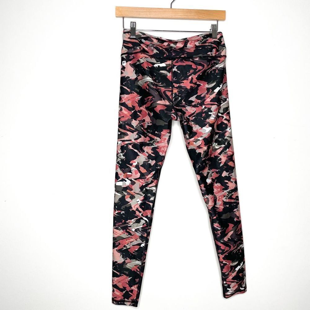 Fabletics Black Pink and White Camo Mid-rise Printed Powerhold Activewear Bottom